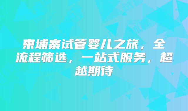柬埔寨试管婴儿之旅，全流程筛选，一站式服务，超越期待