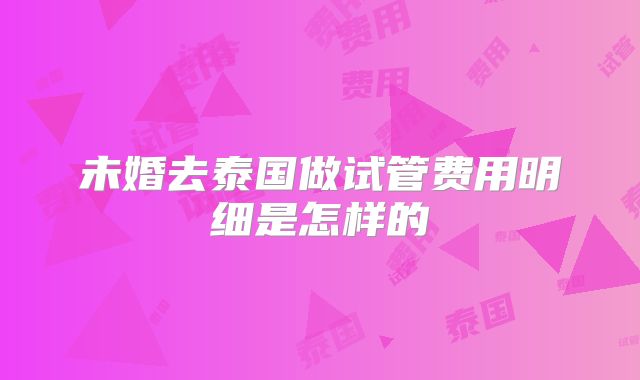 未婚去泰国做试管费用明细是怎样的