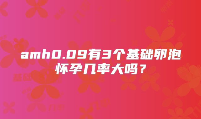 amh0.09有3个基础卵泡怀孕几率大吗？