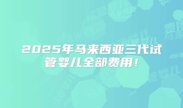 2025年马来西亚三代试管婴儿全部费用!