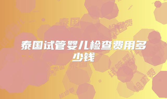 泰国试管婴儿检查费用多少钱