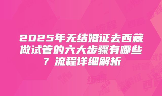 2025年无结婚证去西藏做试管的六大步骤有哪些？流程详细解析