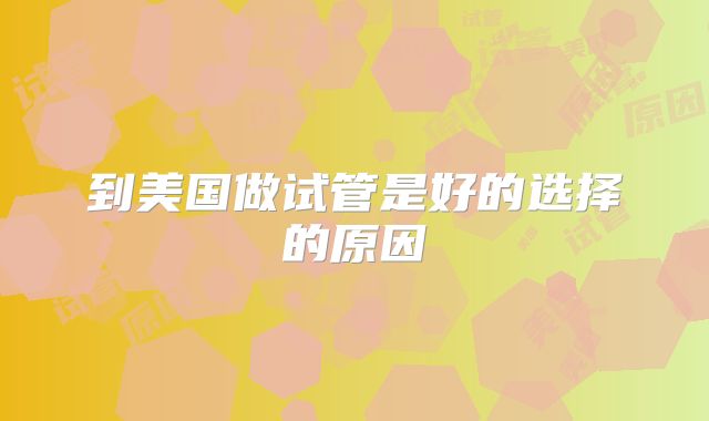 到美国做试管是好的选择的原因