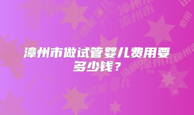 漳州市做试管婴儿费用要多少钱？