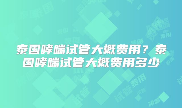 泰国哮喘试管大概费用？泰国哮喘试管大概费用多少