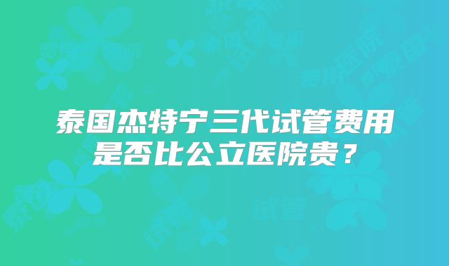 泰国杰特宁三代试管费用是否比公立医院贵？