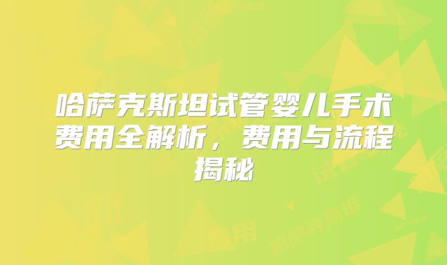 哈萨克斯坦试管婴儿手术费用全解析，费用与流程揭秘
