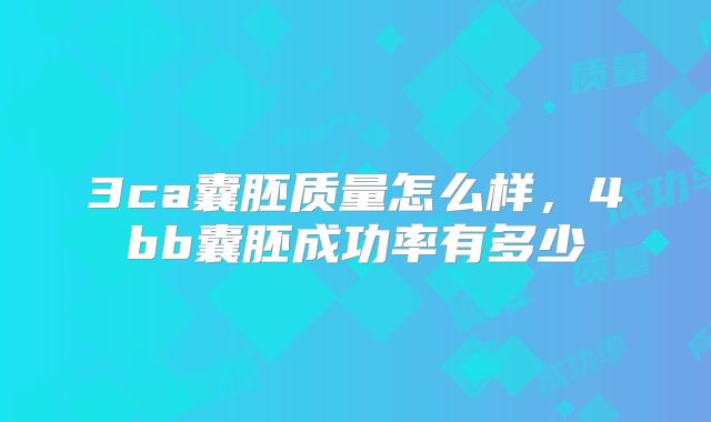 3ca囊胚质量怎么样，4bb囊胚成功率有多少