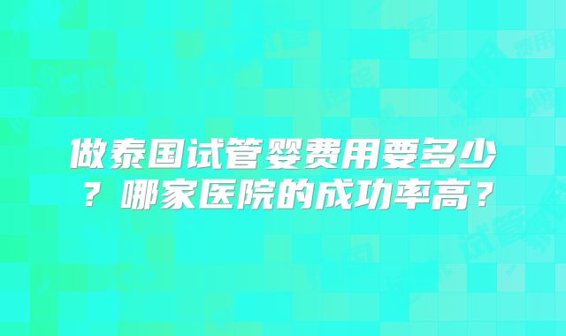 做泰国试管婴费用要多少？哪家医院的成功率高？