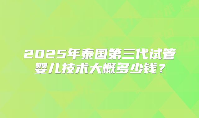 2025年泰国第三代试管婴儿技术大概多少钱?