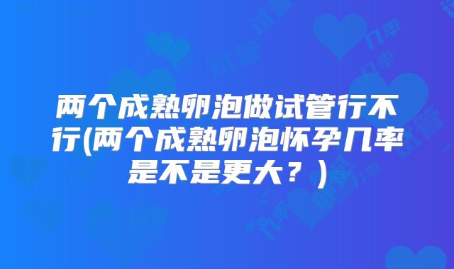 两个成熟卵泡做试管行不行(两个成熟卵泡怀孕几率是不是更大？)
