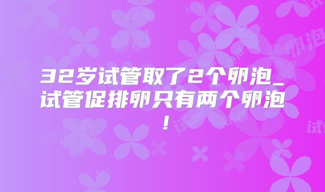 32岁试管取了2个卵泡_试管促排卵只有两个卵泡！