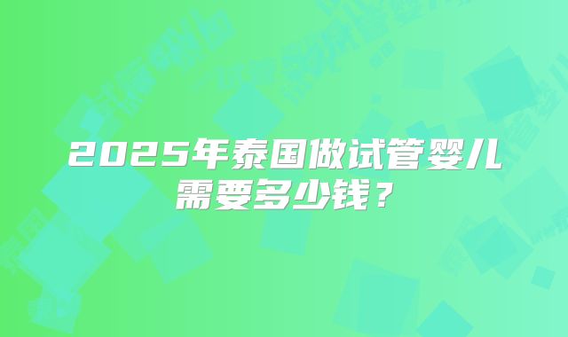 2025年泰国做试管婴儿需要多少钱？