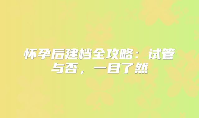 怀孕后建档全攻略：试管与否，一目了然