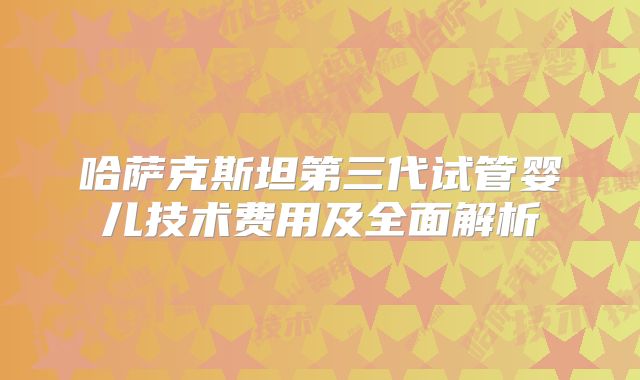 哈萨克斯坦第三代试管婴儿技术费用及全面解析