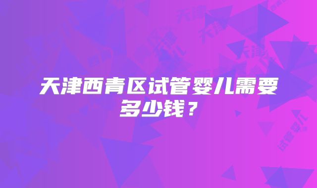 天津西青区试管婴儿需要多少钱？