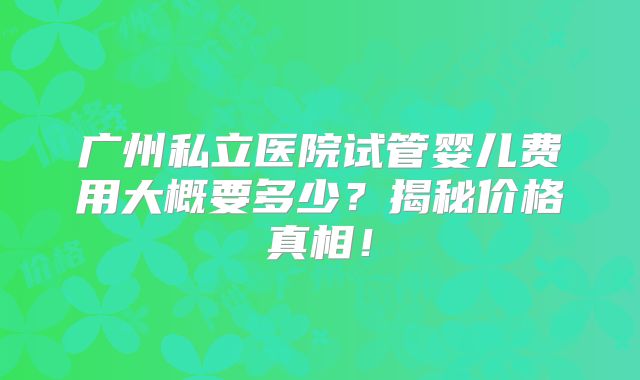 广州私立医院试管婴儿费用大概要多少？揭秘价格真相！