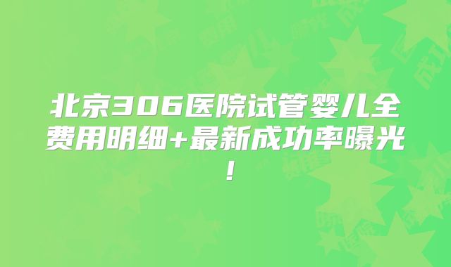 北京306医院试管婴儿全费用明细+最新成功率曝光！