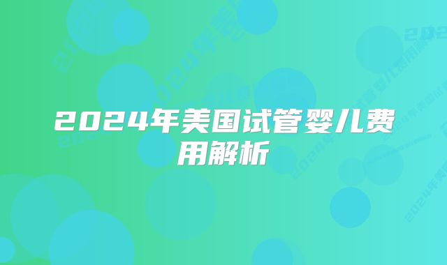 2024年美国试管婴儿费用解析