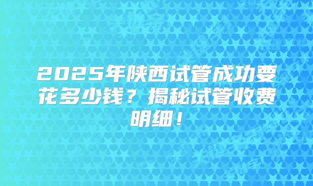 2025年陕西试管成功要花多少钱？揭秘试管收费明细！