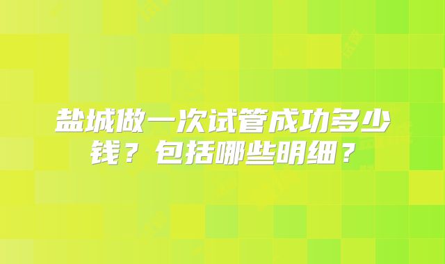 盐城做一次试管成功多少钱？包括哪些明细？