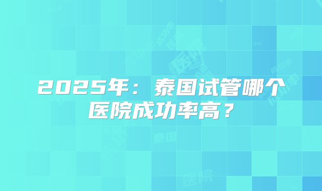 2025年:泰国试管哪个医院成功率高?