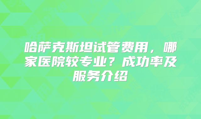哈萨克斯坦试管费用,哪家医院较专业?成功率及服务介绍