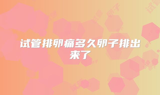 试管排卵痛多久卵子排出来了