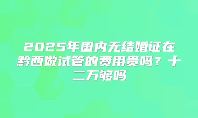 2025年国内无结婚证在黔西做试管的费用贵吗?十二万够吗