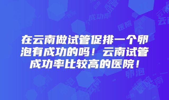 在云南做试管促排一个卵泡有成功的吗！云南试管成功率比较高的医院！