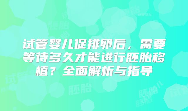 试管婴儿促排卵后，需要等待多久才能进行胚胎移植？全面解析与指导