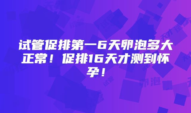 试管促排第一6天卵泡多大正常！促排16天才测到怀孕！
