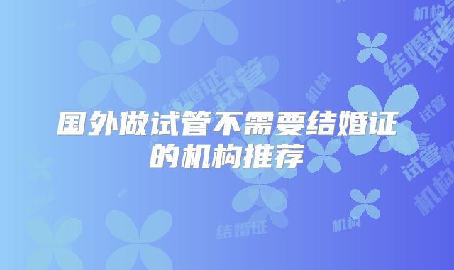 国外做试管不需要结婚证的机构推荐