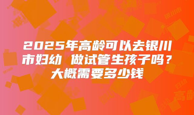 2025年高龄可以去银川市妇幼 做试管生孩子吗?大概需要多少钱