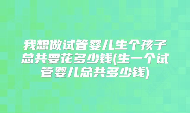 我想做试管婴儿生个孩子总共要花多少钱(生一个试管婴儿总共多少钱)