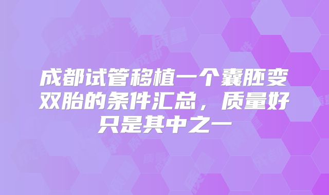 成都试管移植一个囊胚变双胎的条件汇总,质量好只是其中之一