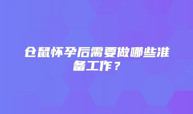 仓鼠怀孕后需要做哪些准备工作?