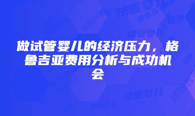 做试管婴儿的经济压力，格鲁吉亚费用分析与成功机会