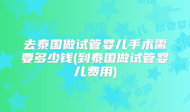 去泰国做试管婴儿手术需要多少钱(到泰国做试管婴儿费用)