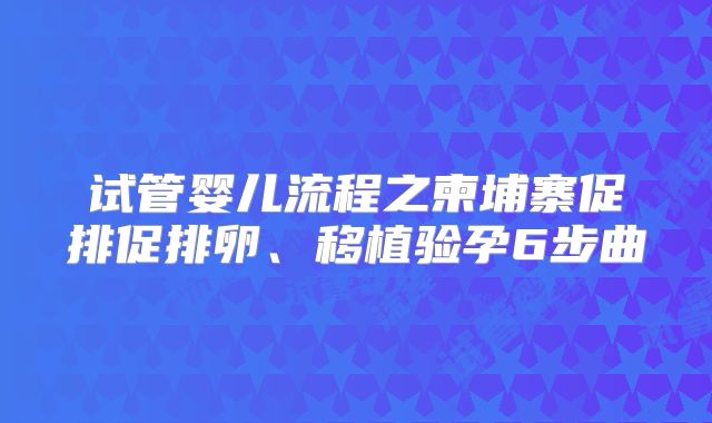 试管婴儿流程之柬埔寨促排促排卵、移植验孕6步曲