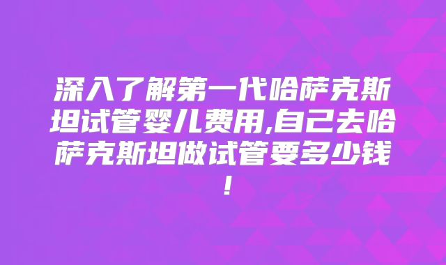 深入了解第一代哈萨克斯坦试管婴儿费用,自己去哈萨克斯坦做试管要多少钱！