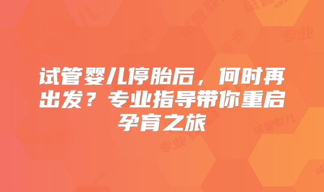 试管婴儿停胎后，何时再出发？专业指导带你重启孕育之旅