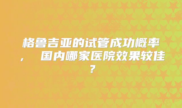 格鲁吉亚的试管成功概率, 国内哪家医院效果较佳?