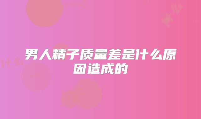 男人精子质量差是什么原因造成的