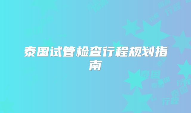 泰国试管检查行程规划指南