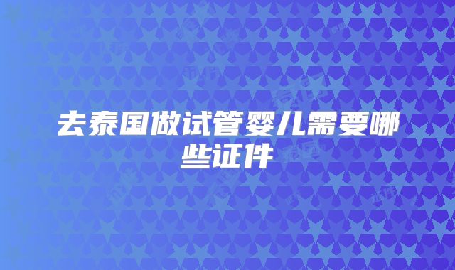 去泰国做试管婴儿需要哪些证件