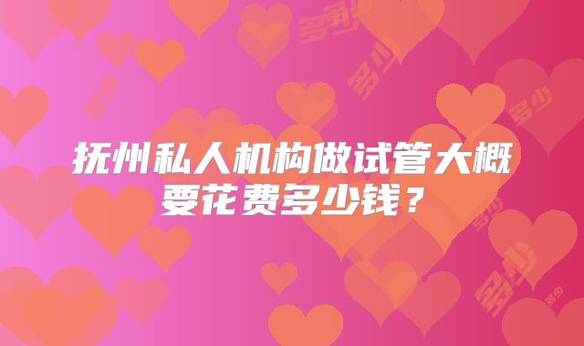 抚州私人机构做试管大概要花费多少钱？