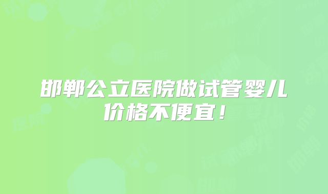 邯郸公立医院做试管婴儿价格不便宜！