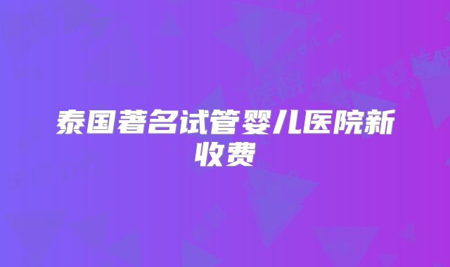 泰国著名试管婴儿医院新收费