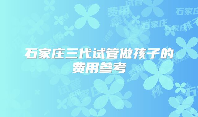 石家庄三代试管做孩子的费用参考